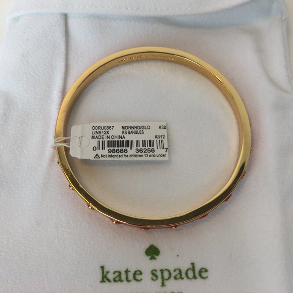🆕🏆❤️🏆KATE SPADE Gold/Mandarin Red Bangle 🏆❤️🏆 - Picture 3 of 8